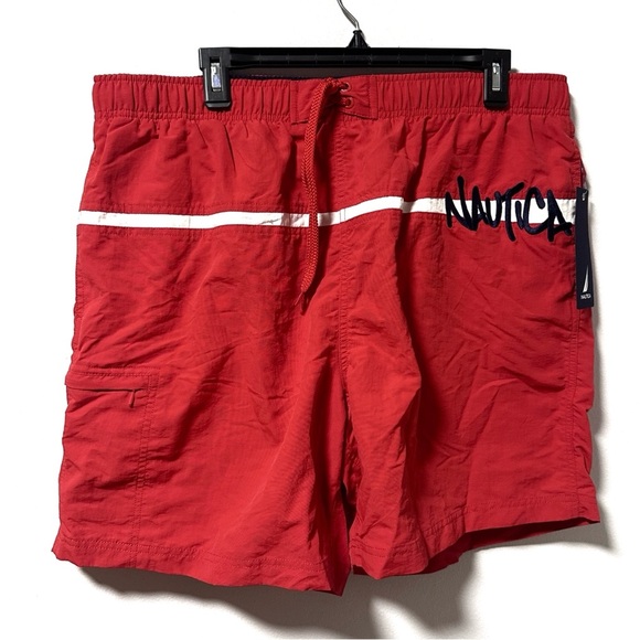 Nautica Swim Trunks Grouper Orange Shorts Men’s Size XL NWT Y2K Athletic Sporty - Picture 1 of 16